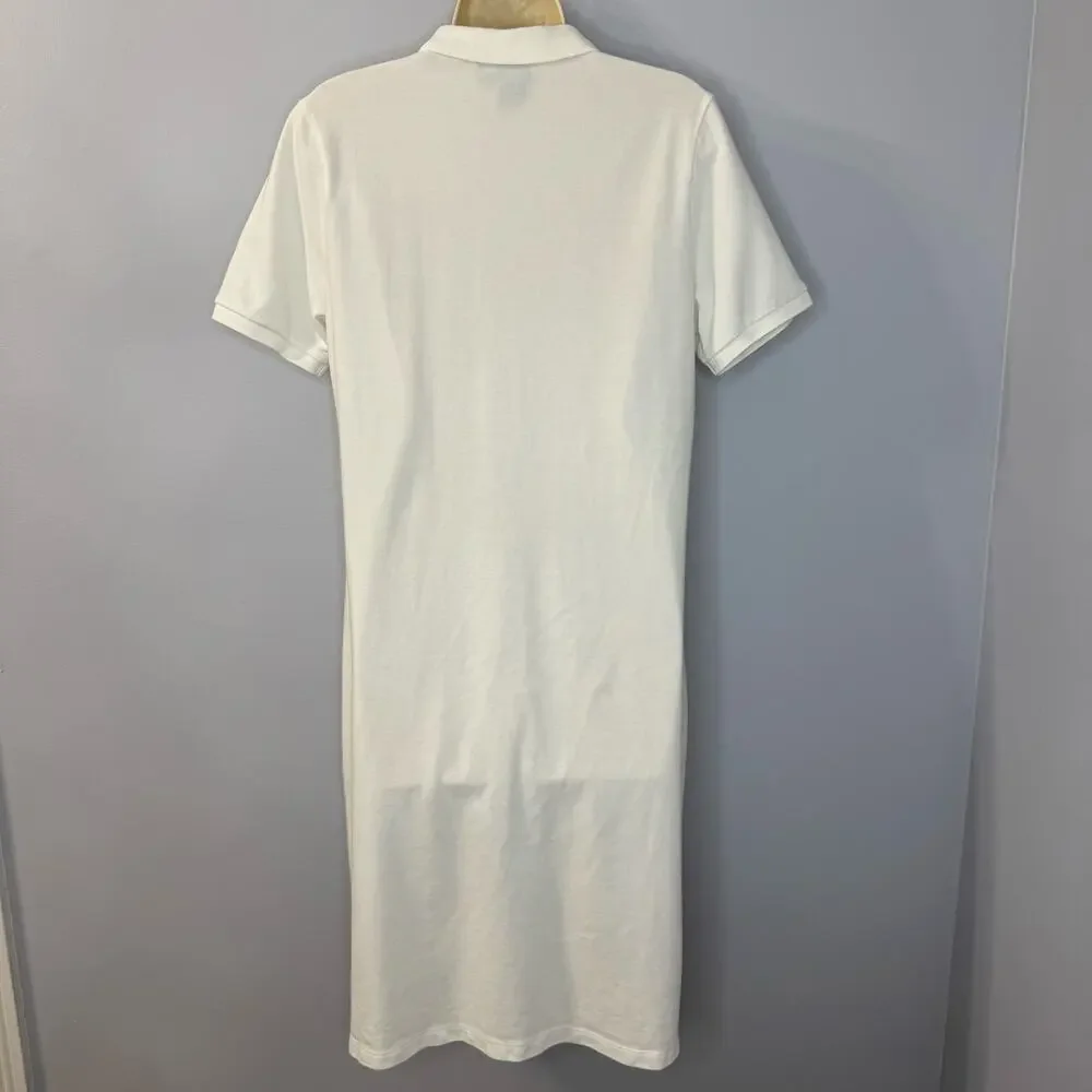 Lauren Ralph Lauren Women's L Polo Shirt Dress White Cotton Preppy Casual - Picture 6 of 8
